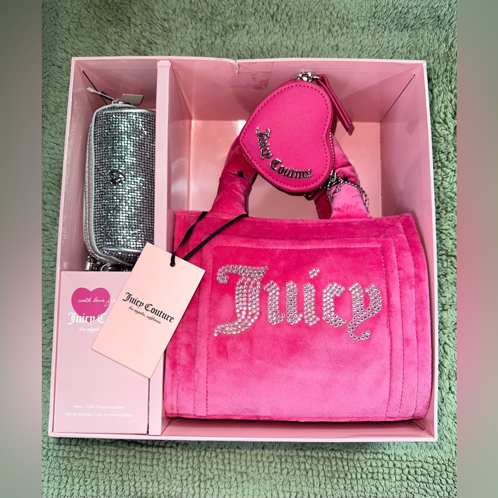 NWT NIB Viral TIKTOK Juicy Couture Velour Big Spender 3 Pc Set In Free Love
